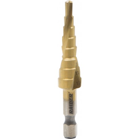 Свредло за ламарина стъпаловидно HEX 1/4" HSS+TIN spiral flute Ø4-12mm | rodopstroy97.com