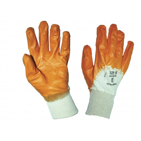 Ръкавици бяло трико / оранжев нитрил 40g TS | rodopstroy97.com
