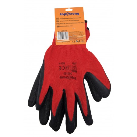Ръкавици червено полиестерно трико / черен латекс TS | rodopstroy97.com